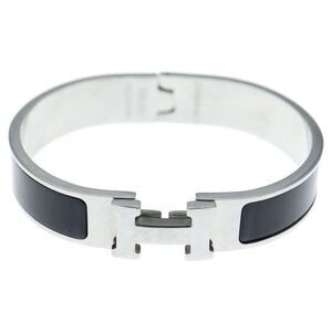 Hermes Click Crack PM Bracelet Bangle Black X Silver